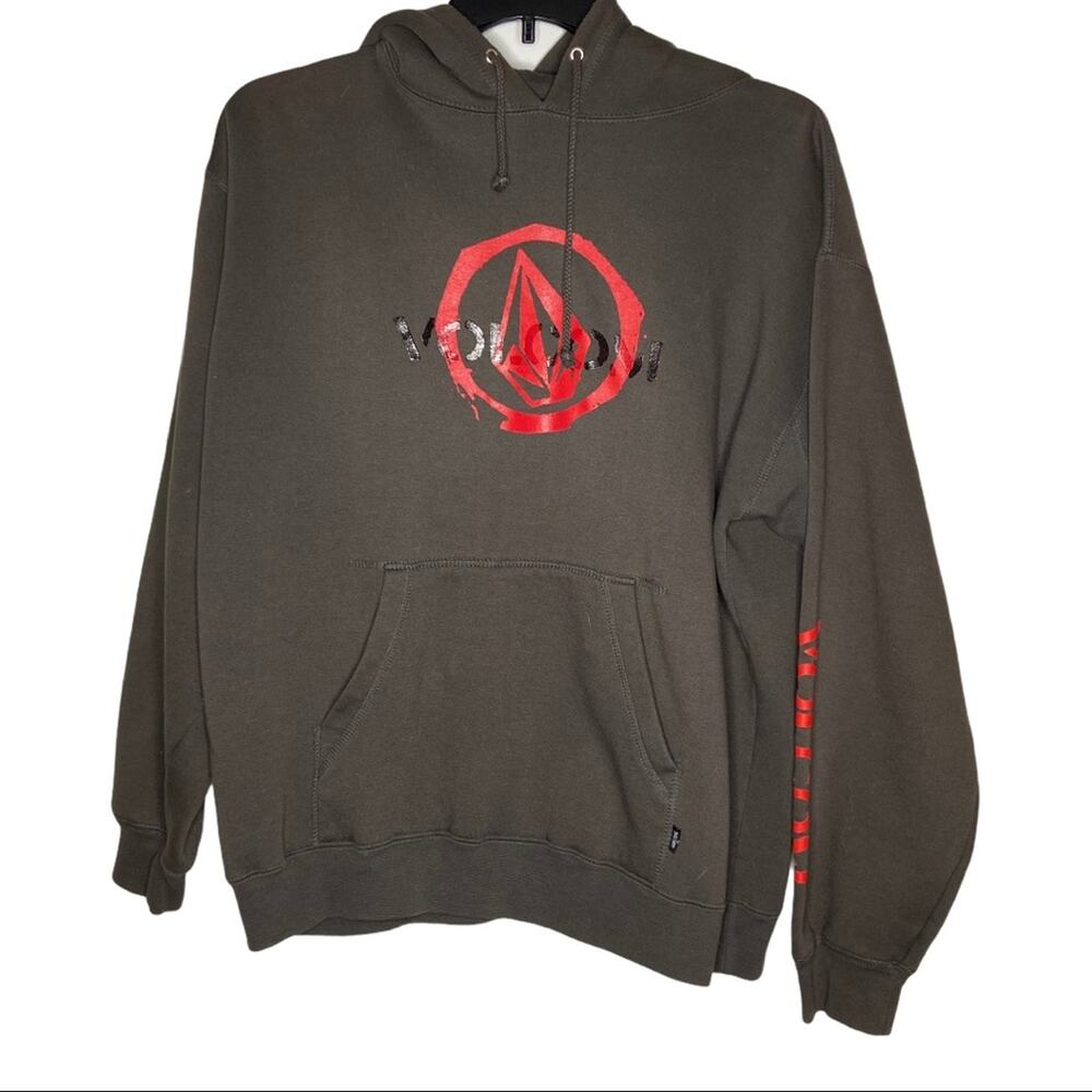 Volcom Graphic Print Brown Red Pullover Sweatshirt
